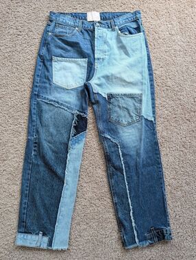 Revice Womens Blue Matchmaker Love At First Sight Patchwork Denim Jeans Size 32